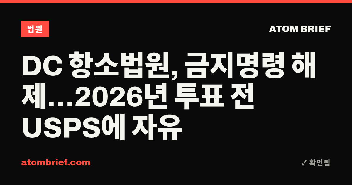 DC 항소법원, 금지명령 해제…2026년 투표 전 USPS에 자유