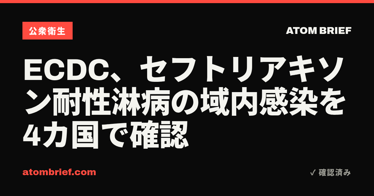 ECDC、セフトリアキソン耐性淋病の域内感染を4カ国で確認