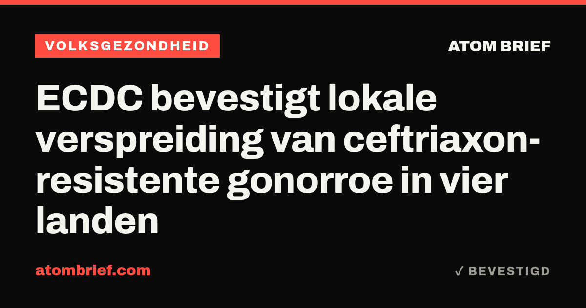 ECDC bevestigt lokale verspreiding van ceftriaxon-resistente gonorroe in vier landen