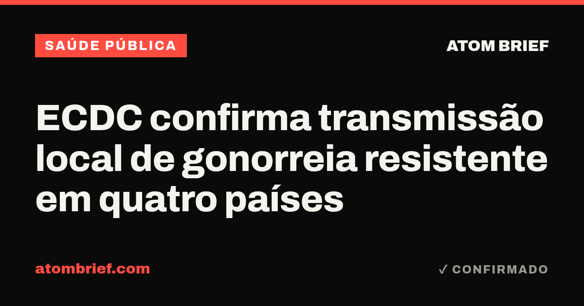 ECDC confirma transmissão local de gonorreia resistente em quatro países
