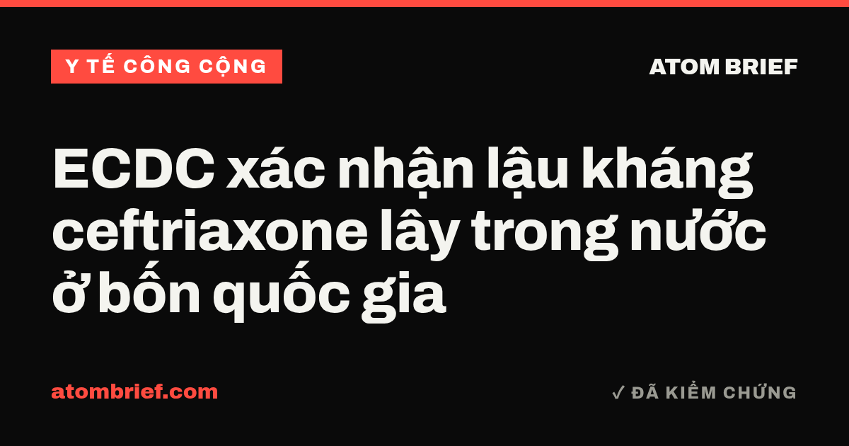 ECDC xác nhận lậu kháng ceftriaxone lây trong nước ở bốn quốc gia