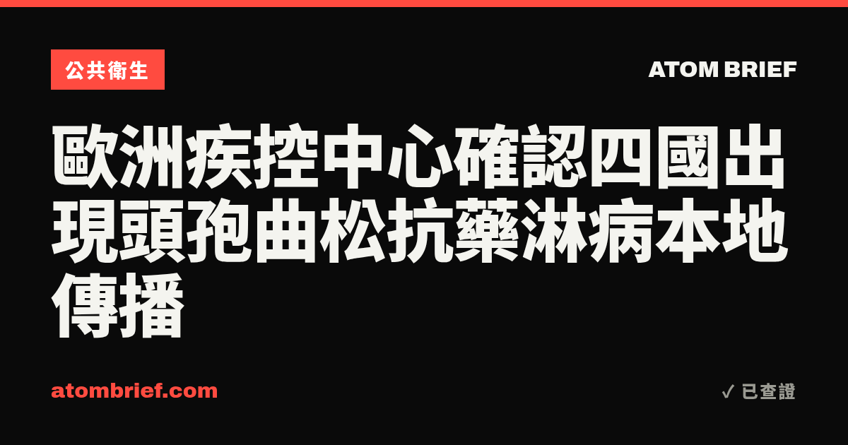 歐洲疾控中心確認四國出現頭孢曲松抗藥淋病本地傳播