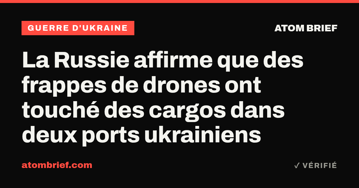 La Russie affirme que des frappes de drones ont touché des cargos dans deux ports ukrainiens