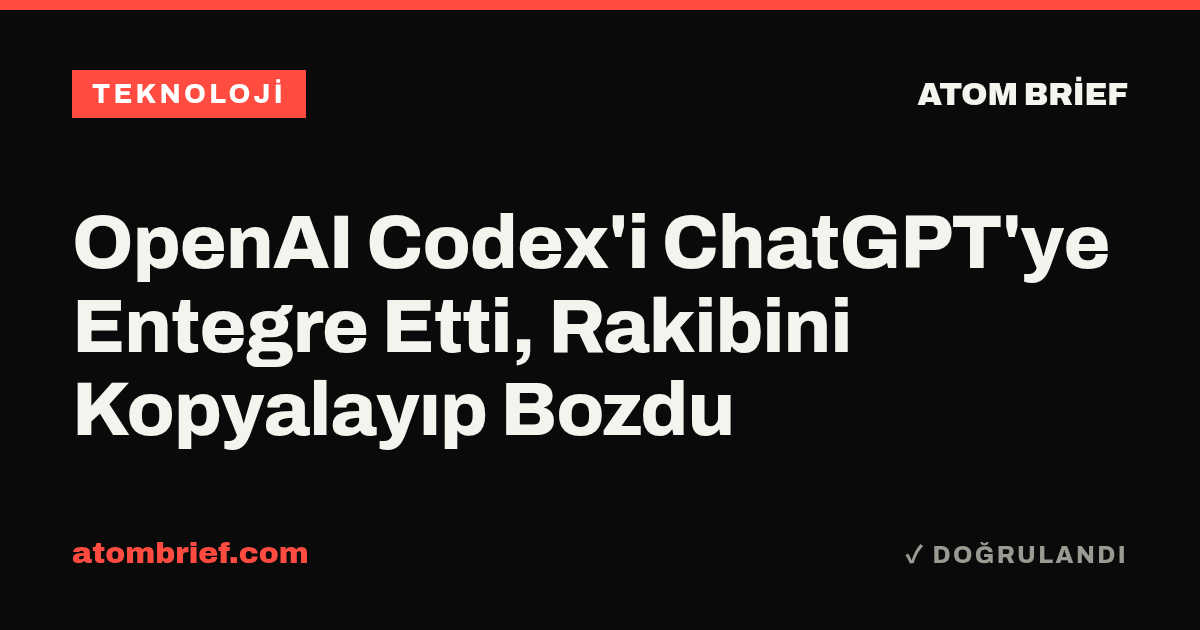 OpenAI Codex'i ChatGPT'ye Entegre Etti, Rakibini Kopyalayıp Bozdu