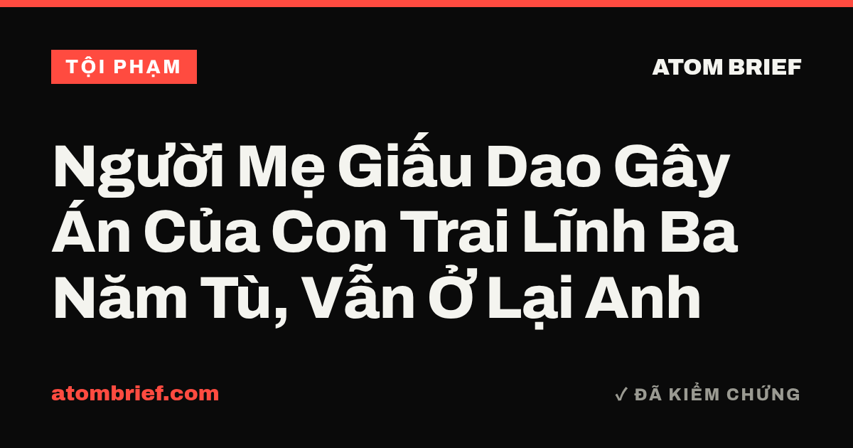 Người Mẹ Giấu Dao Gây Án Của Con Trai Lĩnh Ba Năm Tù, Vẫn Ở Lại Anh