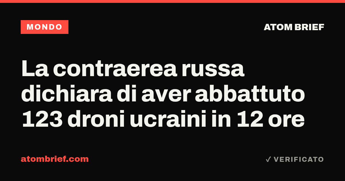 La contraerea russa dichiara di aver abbattuto 123 droni ucraini in 12 ore