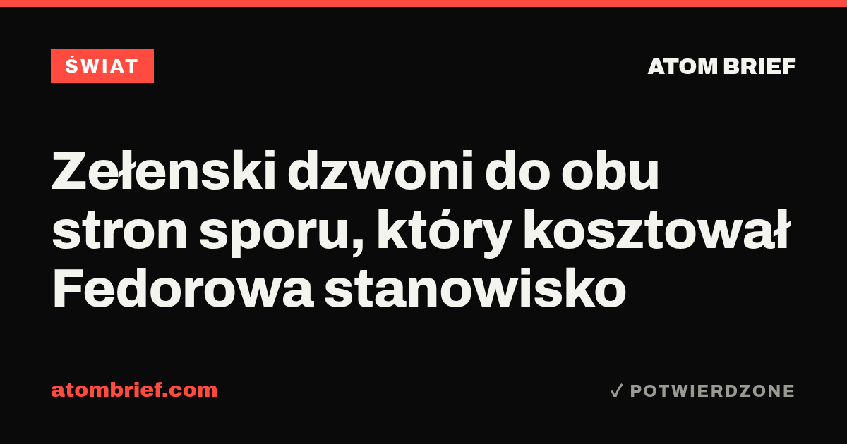 Zełenski dzwoni do obu stron sporu, który kosztował Fedorowa stanowisko