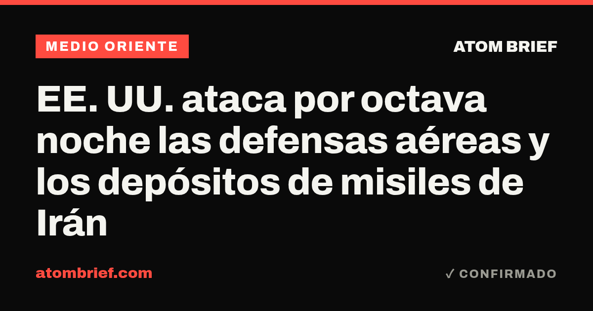 EE. UU. ataca por octava noche las defensas aéreas y los depósitos de misiles de Irán