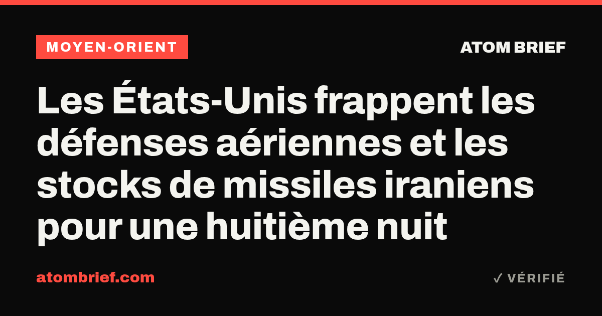 Les États-Unis frappent les défenses aériennes et les stocks de missiles iraniens pour une huitième nuit