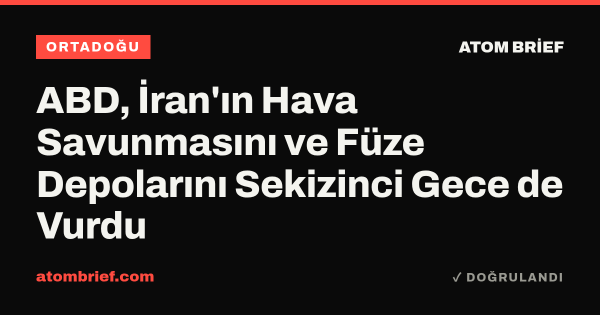ABD, İran'ın Hava Savunmasını ve Füze Depolarını Sekizinci Gece de Vurdu