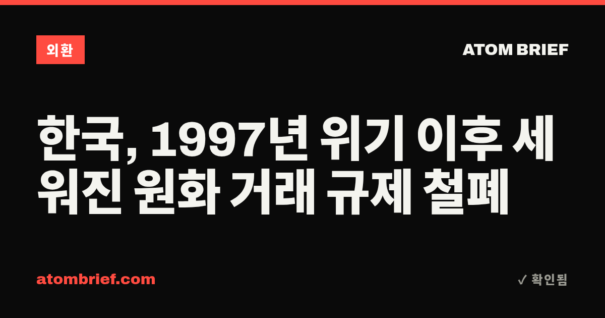 한국, 1997년 위기 이후 세워진 원화 거래 규제 철폐