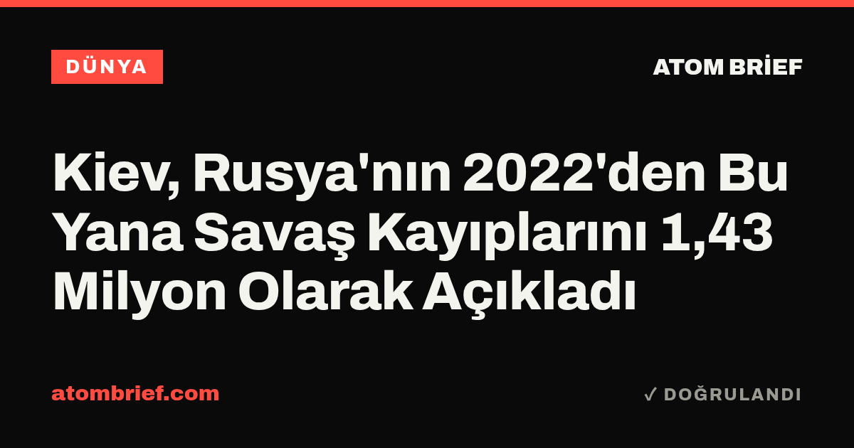 Kiev, Rusya'nın 2022'den Bu Yana Savaş Kayıplarını 1,43 Milyon Olarak Açıkladı