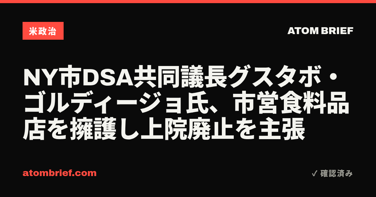 NY市DSA共同議長グスタボ・ゴルディージョ氏、市営食料品店を擁護し上院廃止を主張
