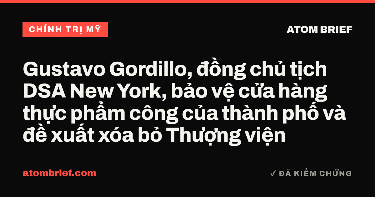 Gustavo Gordillo, đồng chủ tịch DSA New York, bảo vệ cửa hàng thực phẩm công của thành phố và đề xuất xóa bỏ Thượng viện