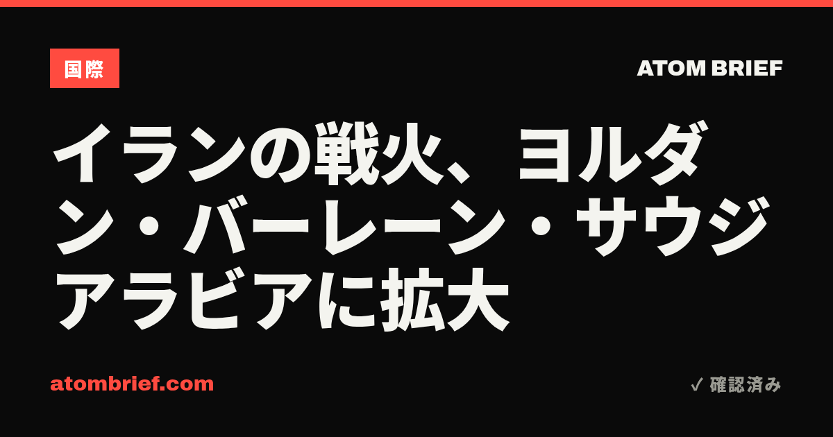 イランの戦火、ヨルダン・バーレーン・サウジアラビアに拡大