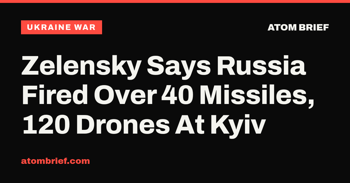 Zelensky Says Russia Fired Over 40 Missiles, 120 Drones At Kyiv