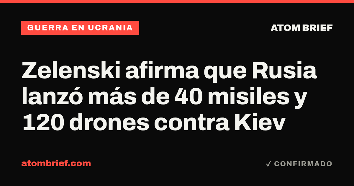 Zelenski afirma que Rusia lanzó más de 40 misiles y 120 drones contra Kiev