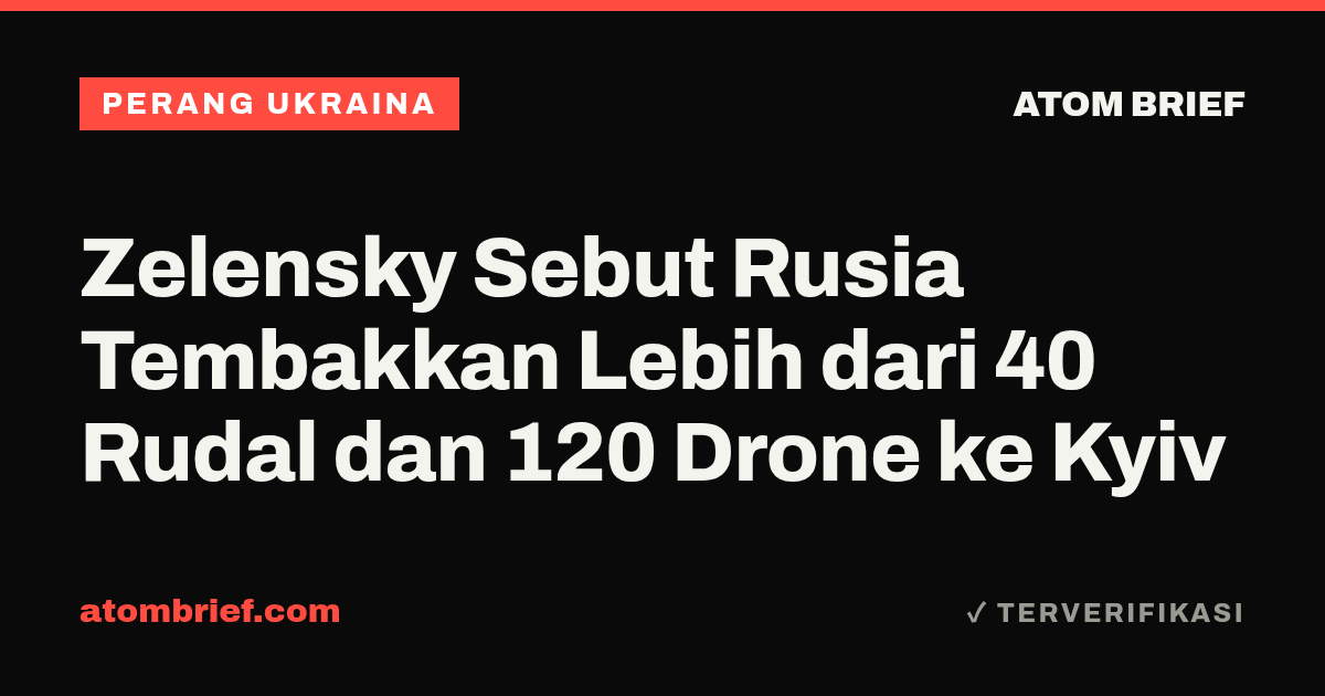 Zelensky Sebut Rusia Tembakkan Lebih dari 40 Rudal dan 120 Drone ke Kyiv
