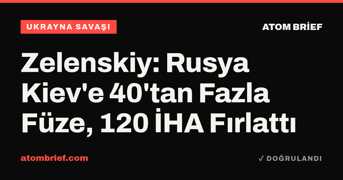 Zelenskiy: Rusya Kiev'e 40'tan Fazla Füze, 120 İHA Fırlattı