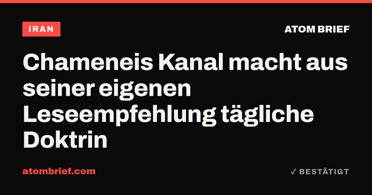 Chameneis Kanal macht aus seiner eigenen Leseempfehlung tägliche Doktrin