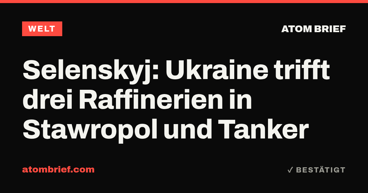 Selenskyj: Ukraine trifft drei Raffinerien in Stawropol und Tanker