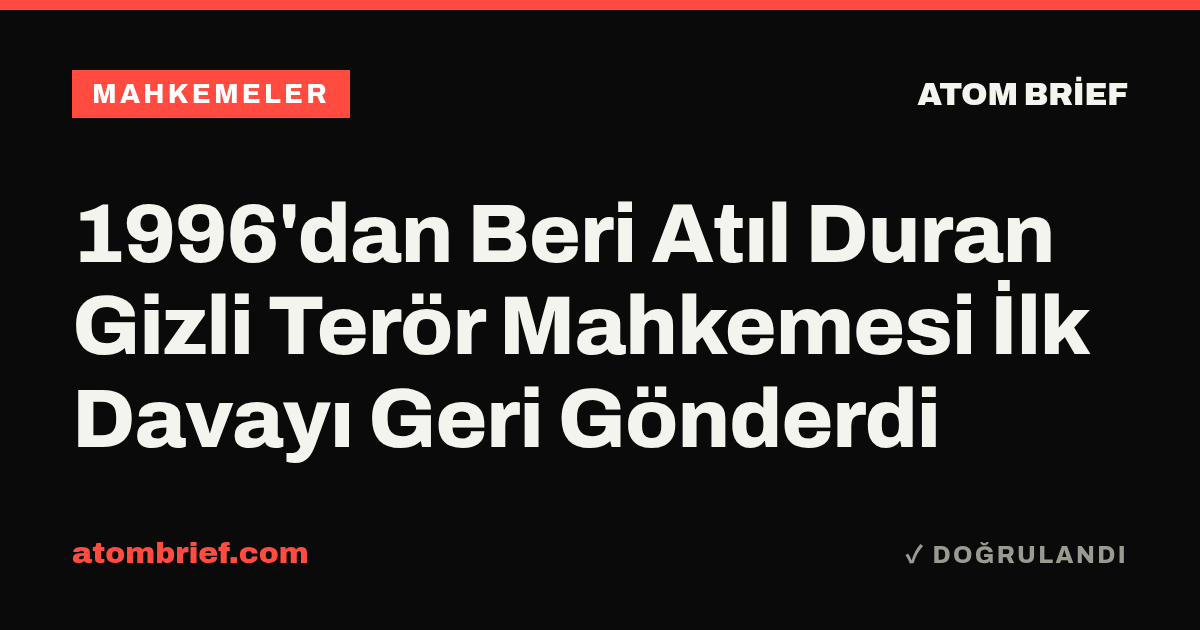 1996'dan Beri Atıl Duran Gizli Terör Mahkemesi İlk Davayı Geri Gönderdi
