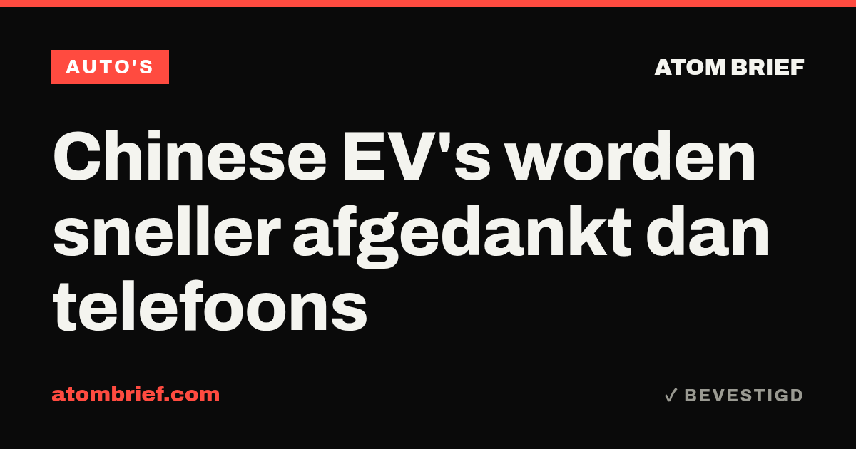 Chinese EV's worden sneller afgedankt dan telefoons