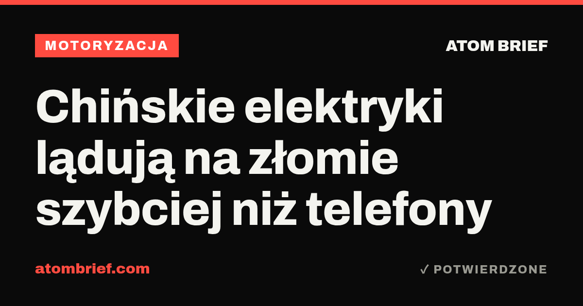Chińskie elektryki lądują na złomie szybciej niż telefony