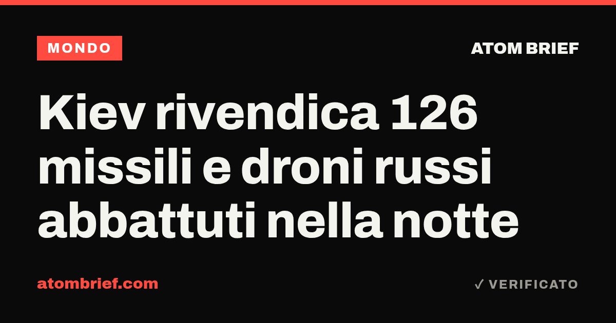 Kiev rivendica 126 missili e droni russi abbattuti nella notte