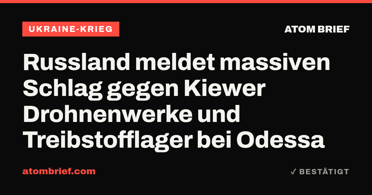 Russland meldet massiven Schlag gegen Kiewer Drohnenwerke und Treibstofflager bei Odessa