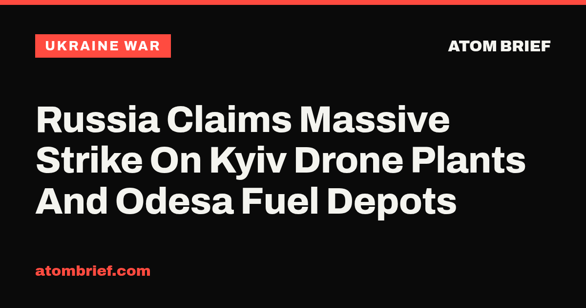 Russia Claims Massive Strike On Kyiv Drone Plants And Odesa Fuel Depots