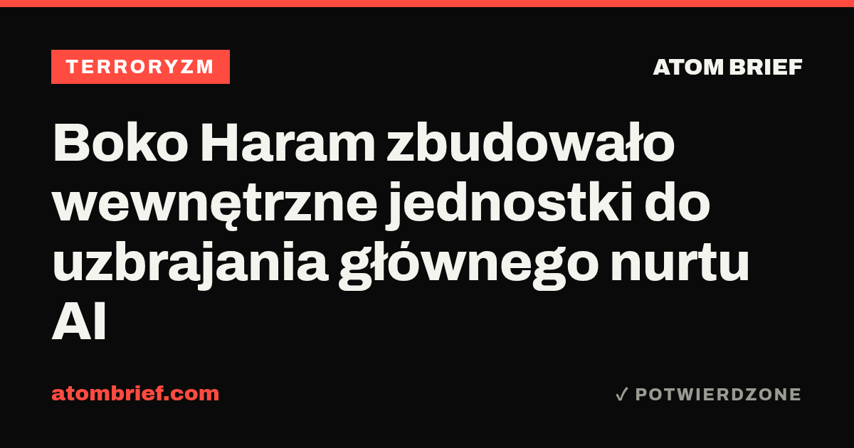 Boko Haram zbudowało wewnętrzne jednostki do uzbrajania głównego nurtu AI