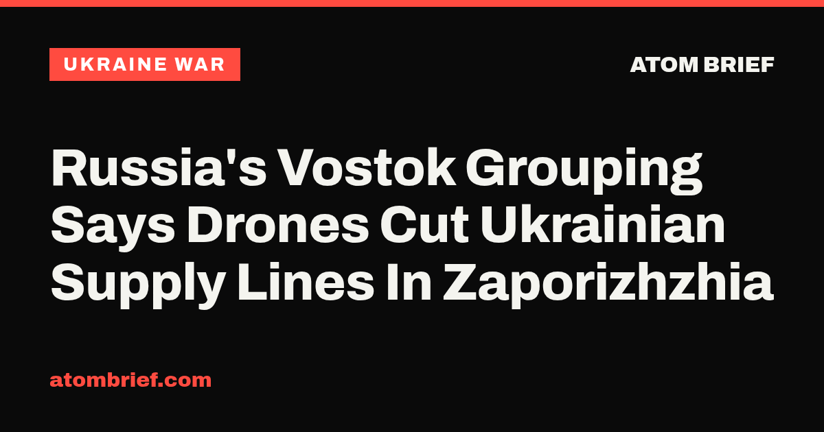 Russia's Vostok Grouping Says Drones Cut Ukrainian Supply Lines In Zaporizhzhia