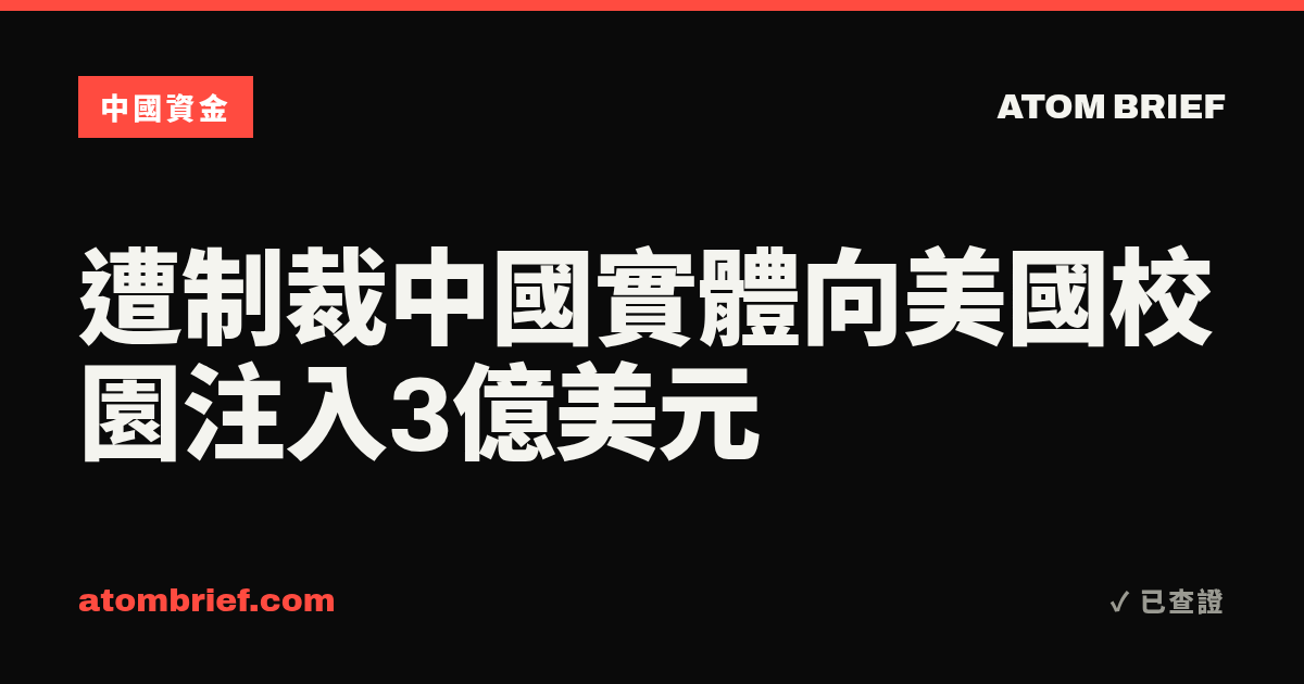 遭制裁中國實體向美國校園注入3億美元