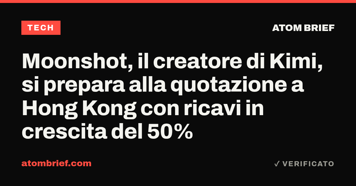 Moonshot, il creatore di Kimi, si prepara alla quotazione a Hong Kong con ricavi in crescita del 50%