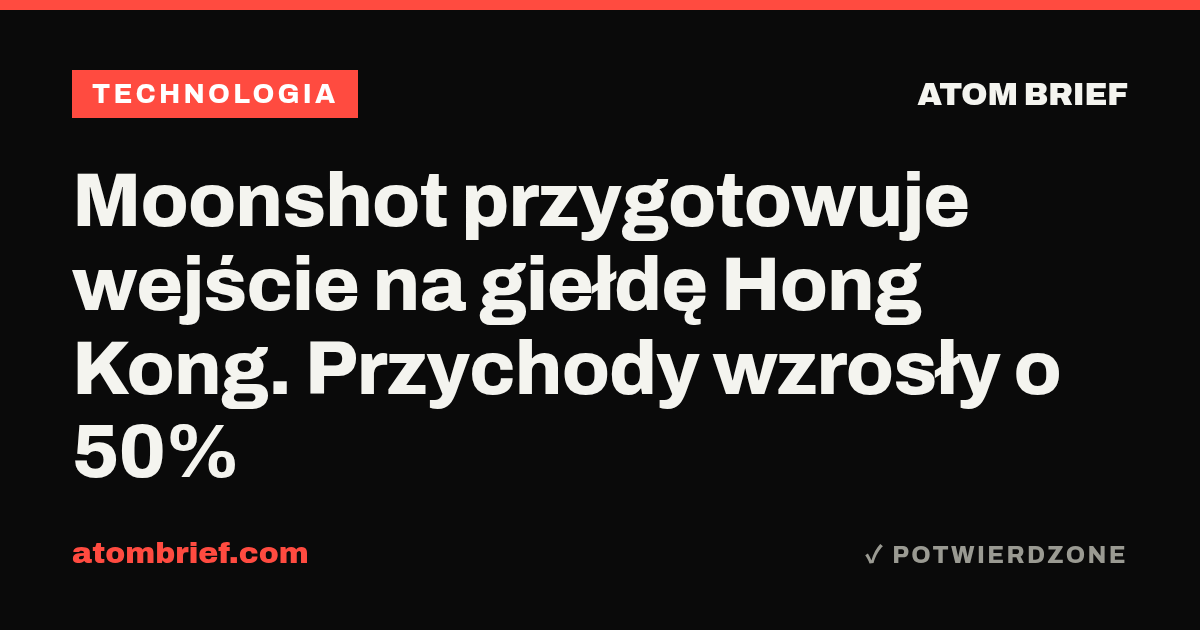 Moonshot przygotowuje wejście na giełdę Hong Kong. Przychody wzrosły o 50%