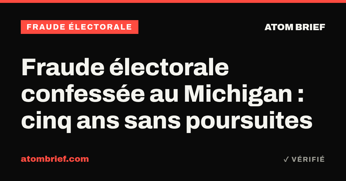 Fraude électorale confessée au Michigan : cinq ans sans poursuites