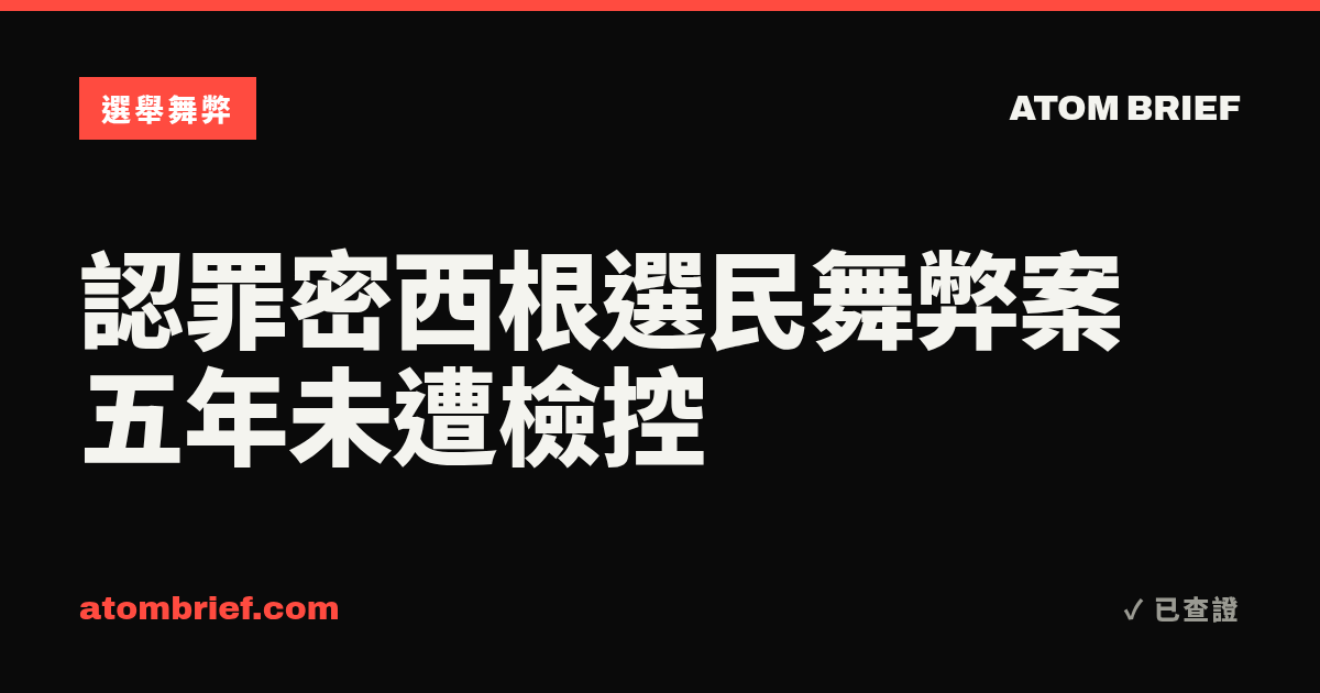 認罪密西根選民舞弊案 五年未遭檢控