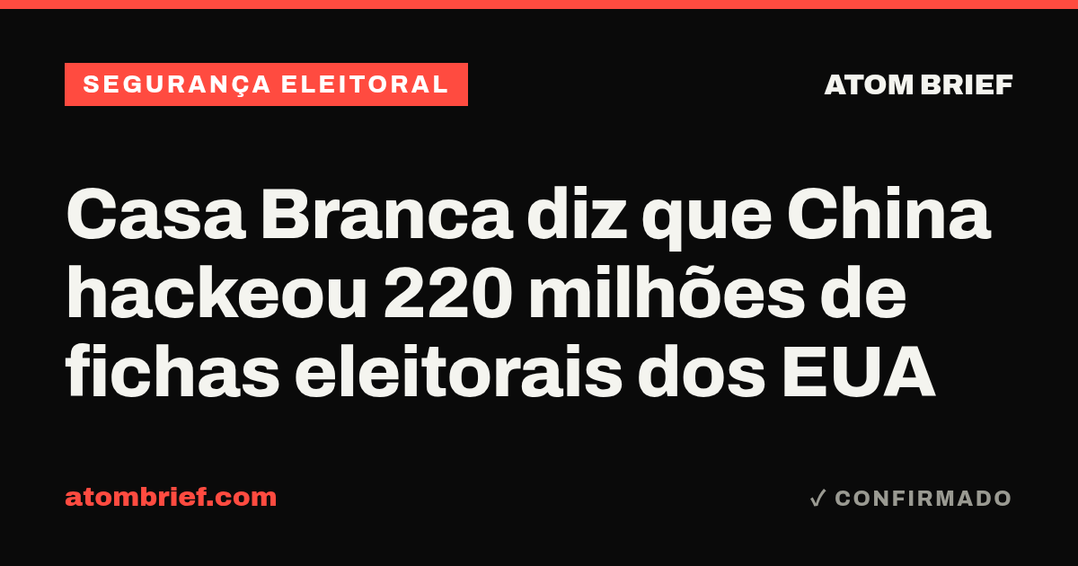 Casa Branca diz que China hackeou 220 milhões de fichas eleitorais dos EUA