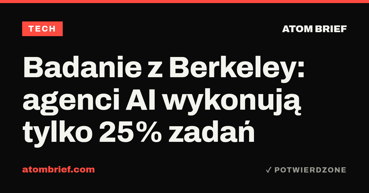 Badanie z Berkeley: agenci AI wykonują tylko 25% zadań