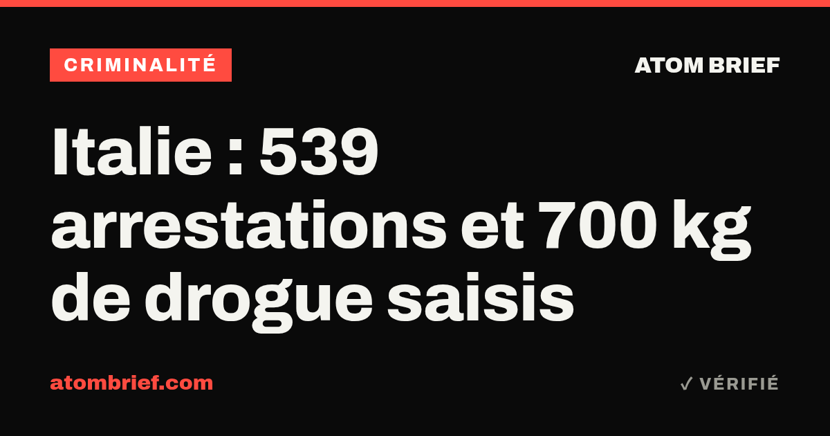 Italie : 539 arrestations et 700 kg de drogue saisis