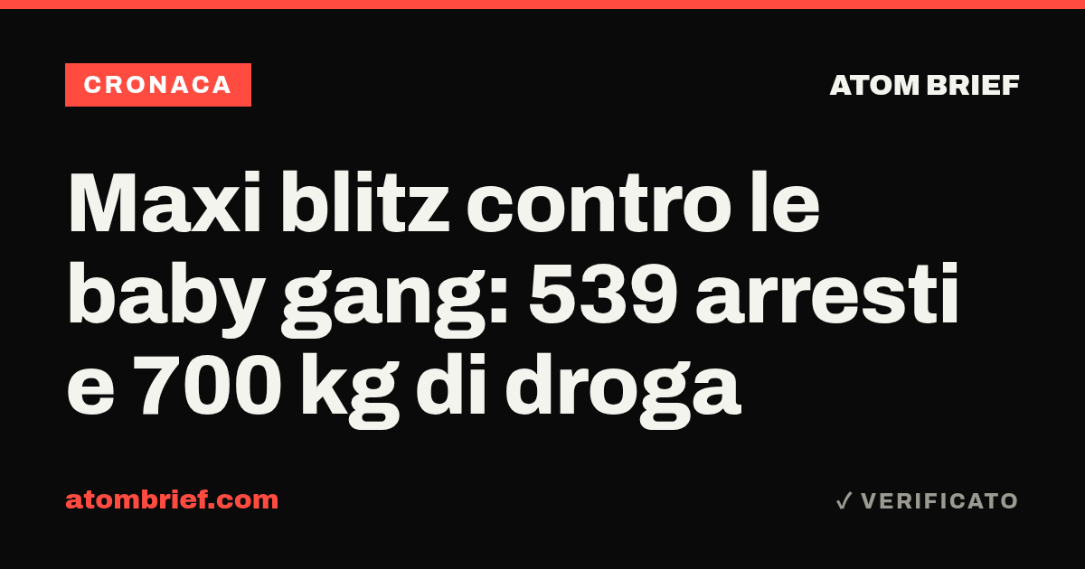 Maxi blitz contro le baby gang: 539 arresti e 700 kg di droga
