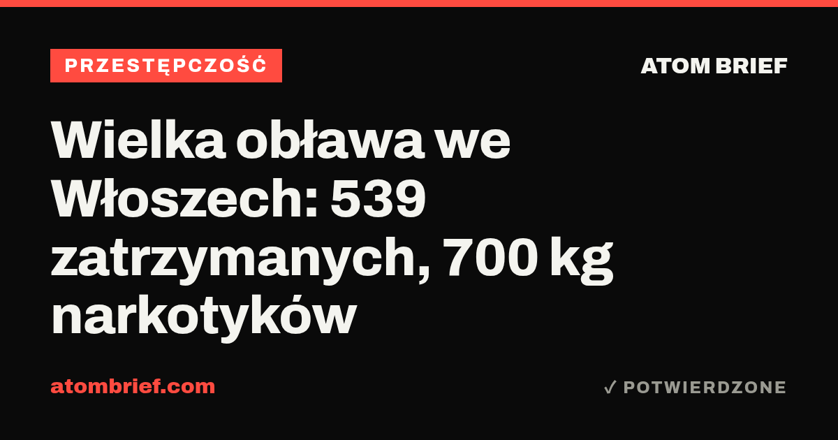Wielka obława we Włoszech: 539 zatrzymanych, 700 kg narkotyków