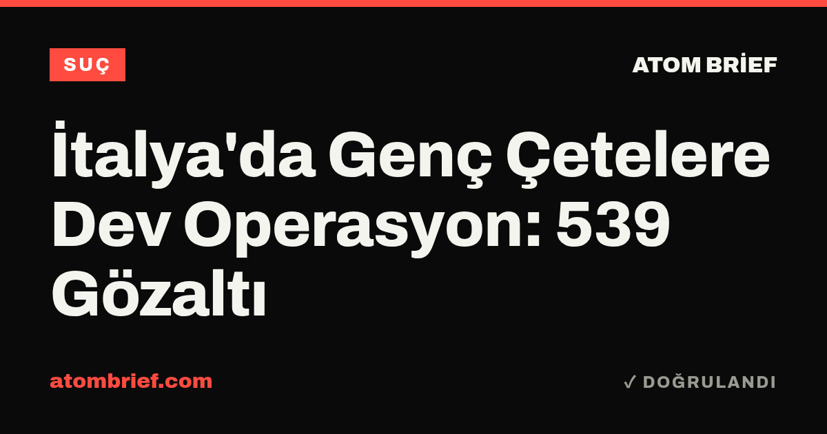 İtalya'da Genç Çetelere Dev Operasyon: 539 Gözaltı