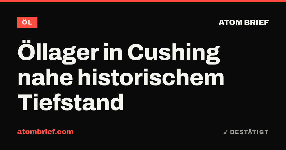 Öllager in Cushing nahe historischem Tiefstand