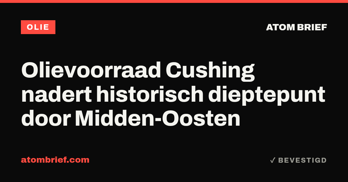 Olievoorraad Cushing nadert historisch dieptepunt door Midden-Oosten