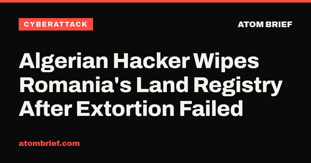 Algerian Hacker Wipes Romania's Land Registry After Extortion Failed