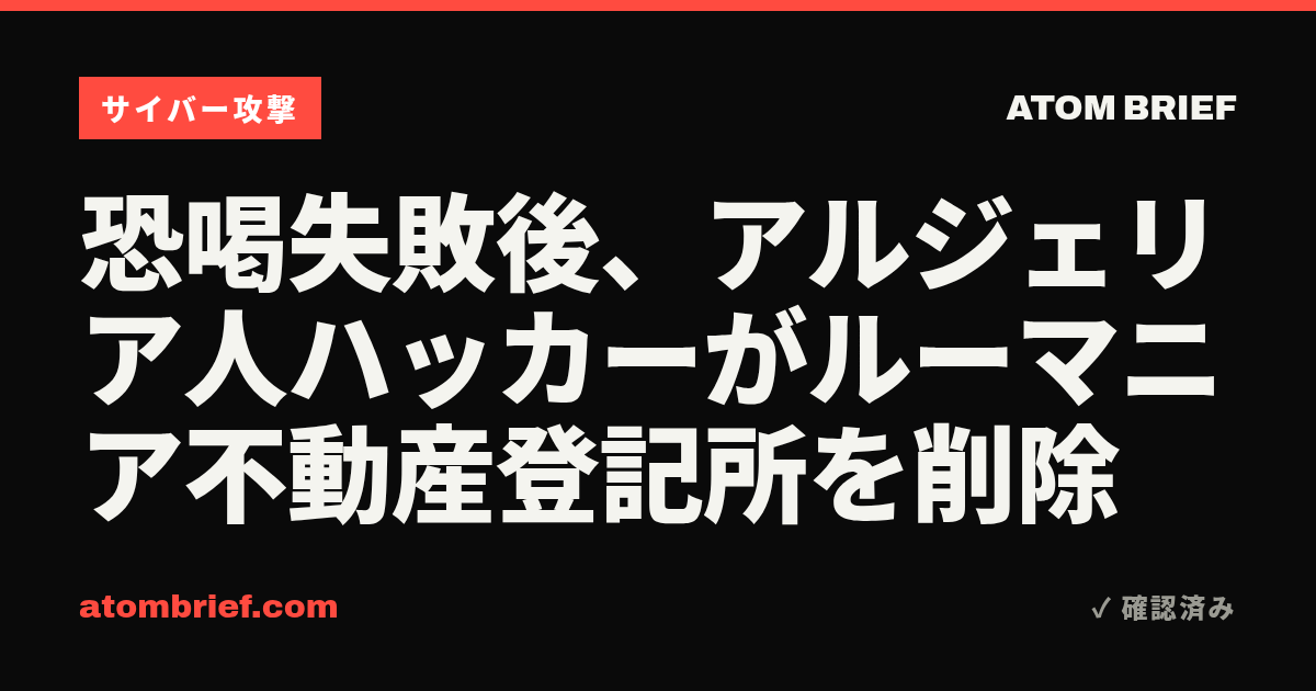恐喝失敗後、アルジェリア人ハッカーがルーマニア不動産登記所を削除