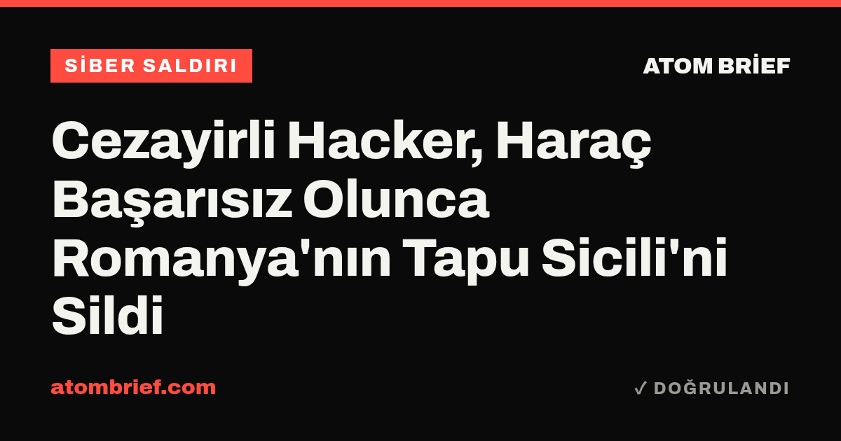 Cezayirli Hacker, Haraç Başarısız Olunca Romanya'nın Tapu Sicili'ni Sildi