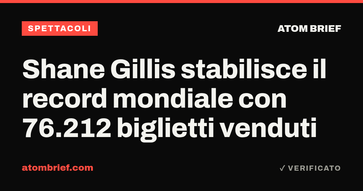 Shane Gillis stabilisce il record mondiale con 76.212 biglietti venduti